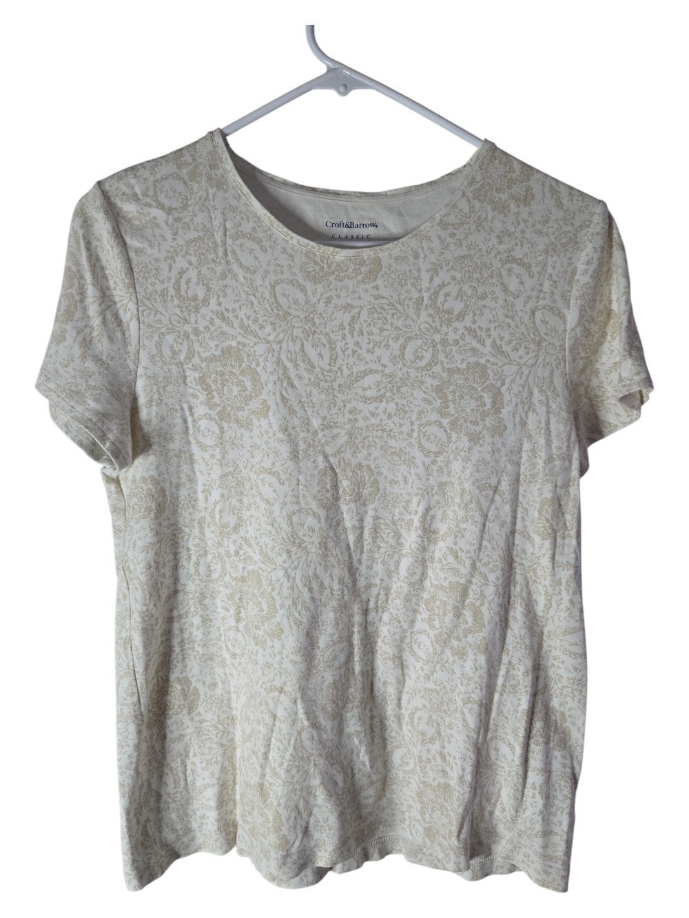 Croft & Barrow Cream Paisley Short Sleeve Tee